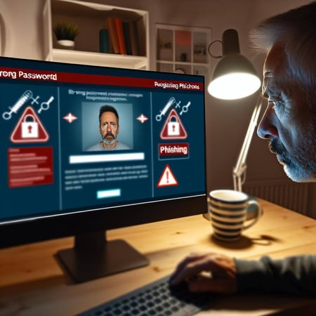 man looking at his desktop screen on his desk