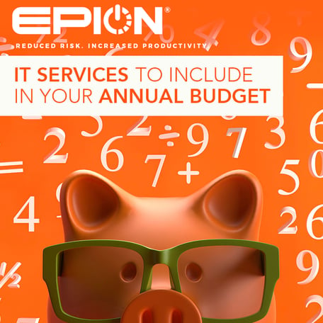 piggy bank Graphic depicting a financial plan that includes epion IT services in the annual budget overview.