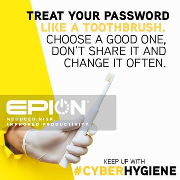 A toothbrush and a password graphic, emphasizing the need to protect your passwords as you would your dental health.